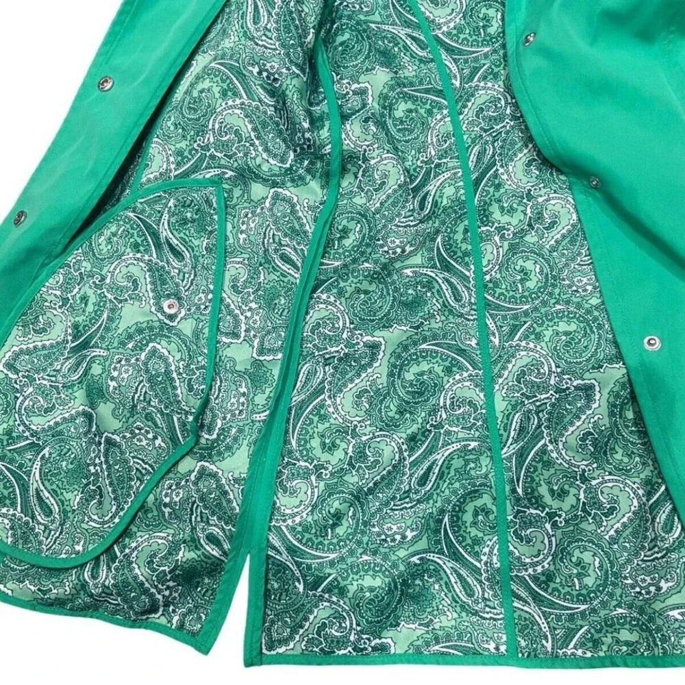 Dennis Basso Women's Sz XXS Water Resistant Button Front Jacket‎ Green Paisley